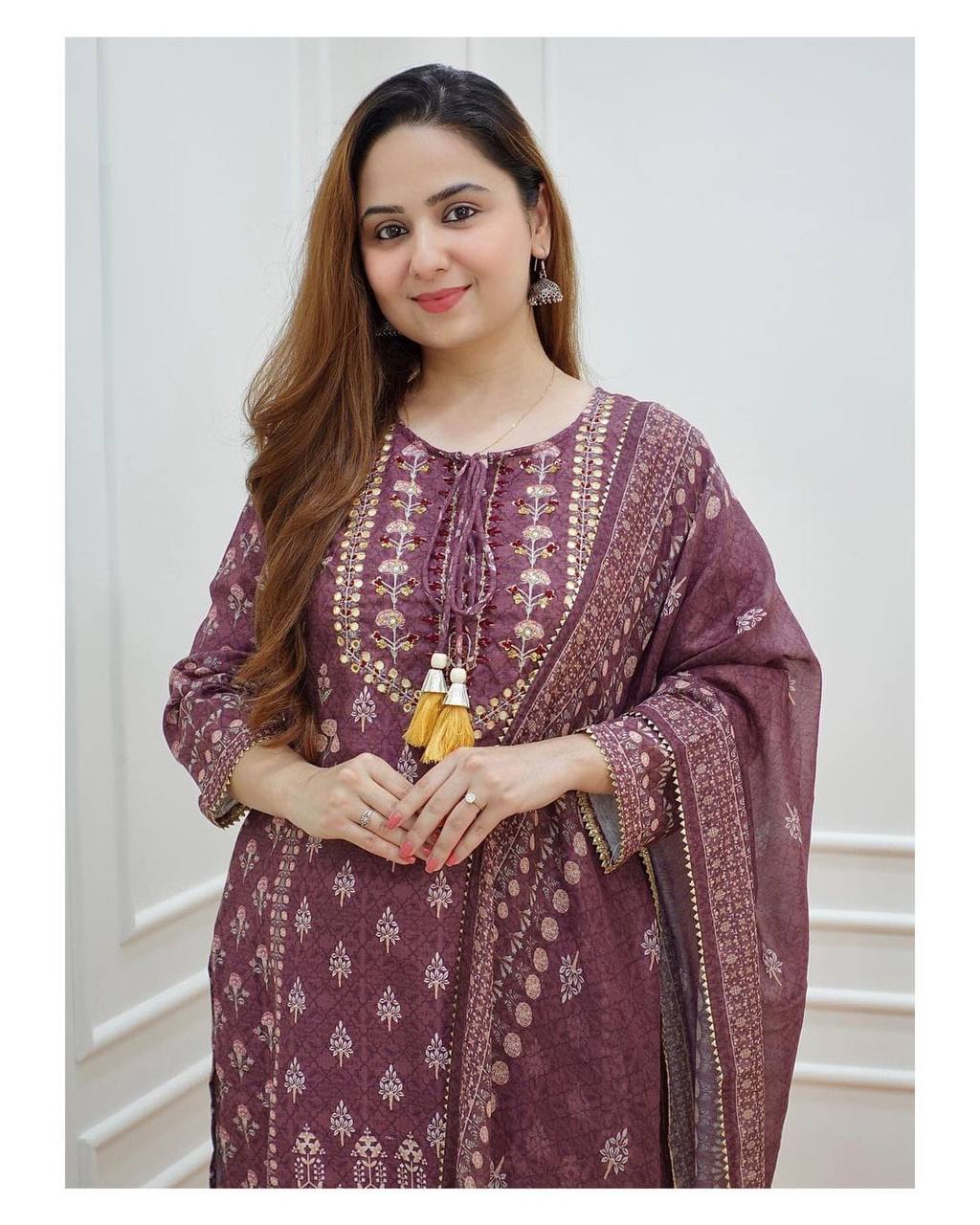 Muslin Silk Mirror Work digital print stripes Readymade Salwar Suits